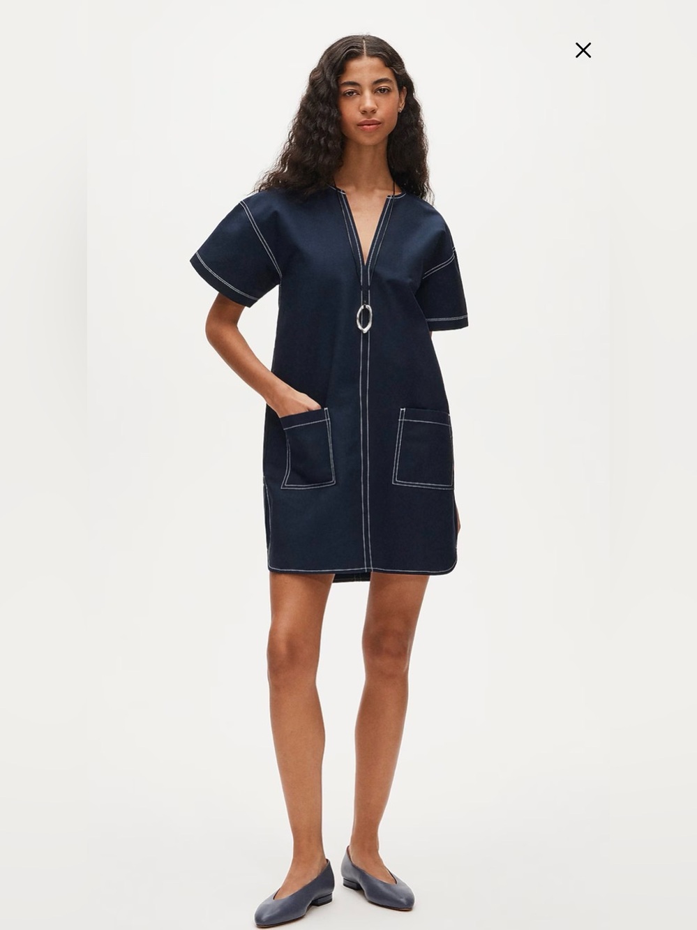 J.Crew Patch Pocket Structured Cotton Poplin Dress Navy NWT Size Small